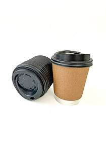 Кришка на двошаровий стакан 250/340мл d=80мм (100шт) чорна