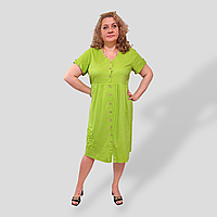 Літнє зелене коротке плаття на ґудзиках, великі розміри 56-58 Ezgi Otantik Бавовна Туреччина