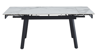 ТМ-88-1 стіл розкладний 120/180 глянцева кераміка вайт клауд + чорний TM Vetro Mebel, фото 4