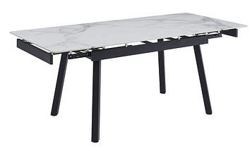 ТМ-88-1 стіл розкладний 120/180 глянцева кераміка вайт клауд + чорний TM Vetro Mebel, фото 3