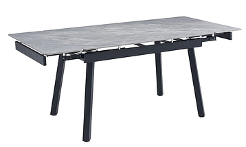 ТМ-88-1 стіл розкладний 120/180 глянцева кераміка ребекка грей + чорний TM Vetro Mebel, фото 3