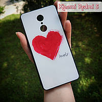 Чехол для телефону Xiaomi Redmi 5 із  сердечком на сяоми ксиоми редми 5 бампер із загартованого скла на редмі