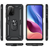 Протиударний чохол Armor TPU для POCO X5 Pro 5G з кільцем чорний, чохол підставка на ПОКО Х5 про 5 джі, фото 7