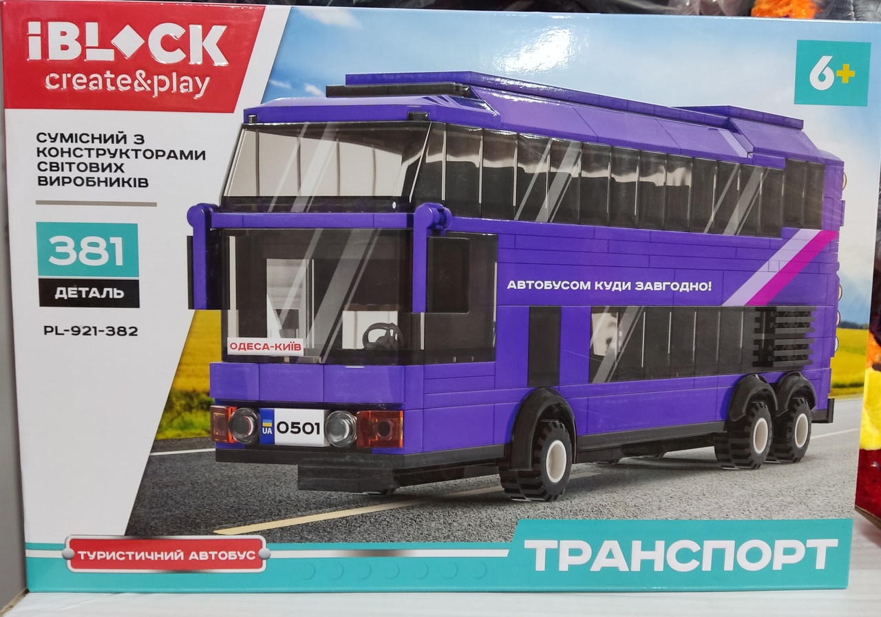 Конструктор IBLOCK  PL-921-382ТРАНСПОРТ Туристичний автобус 381 деталей інструкція