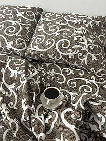 Комплект постільної білизни Бязь Коричневий з орнаментом Полуторний розмір 150х220