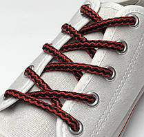 Шнурки для взуття круглі 100см (5мм) Червоно-чорний