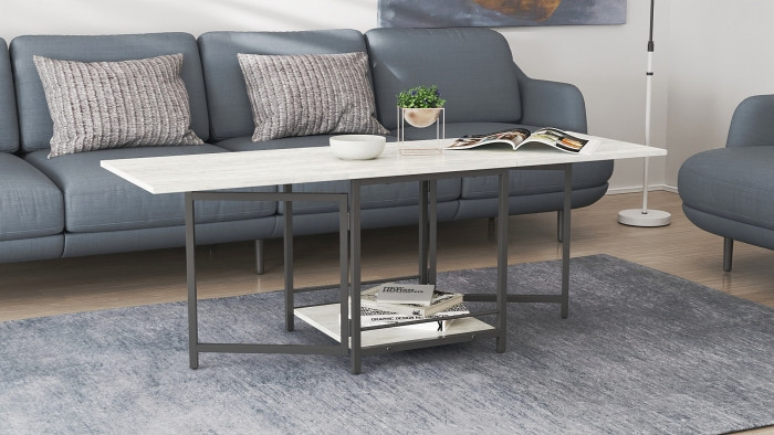 Стіл журнальний трансформер Куб Комбо Ferrum-decor 540x532x500 Чорний металл ДСП Урбан Лайт 16 мм (KUB007)