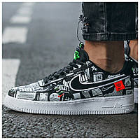 Мужские / женские кроссовки Nike Air Force 1 Low WorldWide, черно-белые кожаные кроссовки найк аир форс лов