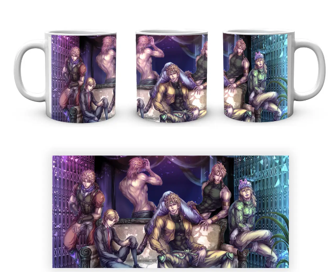 Чашка біла керамічна з принтом Gee! Неймовірні пригоди ДжоДжо JoJo's Bizarre Adventure Діо На див ABC