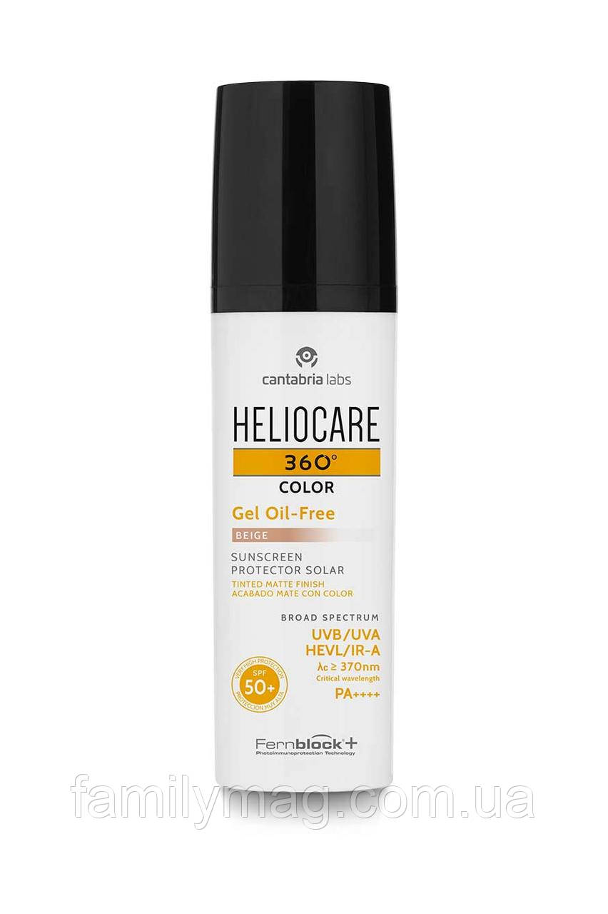 Сонцезахисний гель з тоном на водній основі (бежевий) SPF50+ Gel Oil-Free Heliocare 360º 50 мл