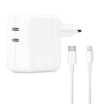 Зарядний пристрій Dual USB-C Power Adapter 35W з кабелем USB-C Lightning
