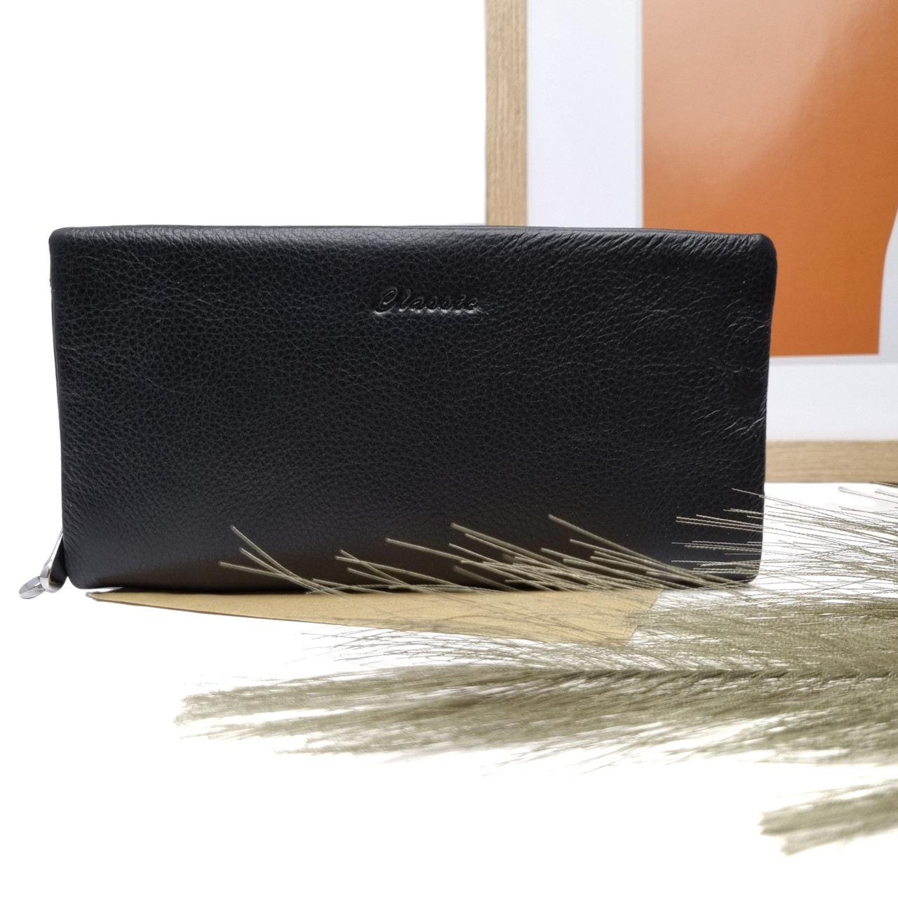 Гаманець унісекс натуральна шкіра чорний Арт.2206-9907-2 black GENUINE LEATHER (54)