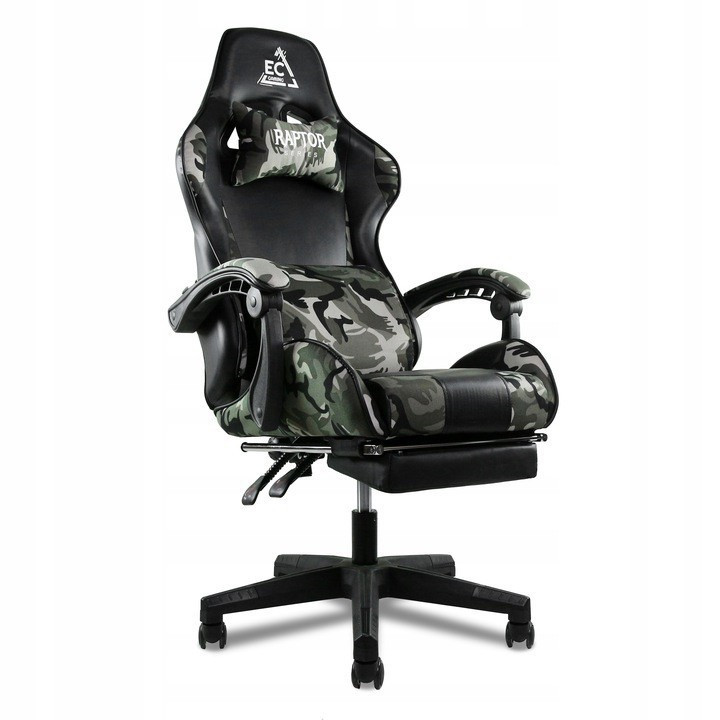 Геймерське крісло EC Gaming KO02MORO чорне з камуфляжними вставками екошкіра