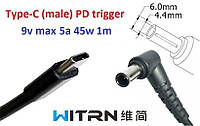 Переходник для роутера 9v (3a, 27w) 6.0x4.4 or 6.5x4.0mm (+pin) 1m з USB Type-C (male) Power Delivery PD