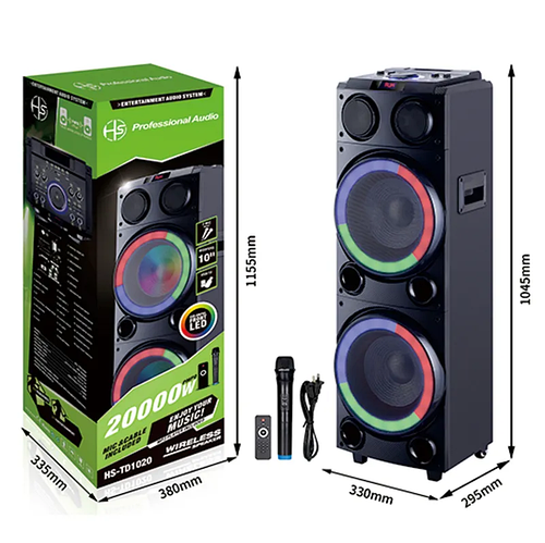 Купить Переносная акустическая система HANSUO HS-TD1020 (10"х2) (80W ...