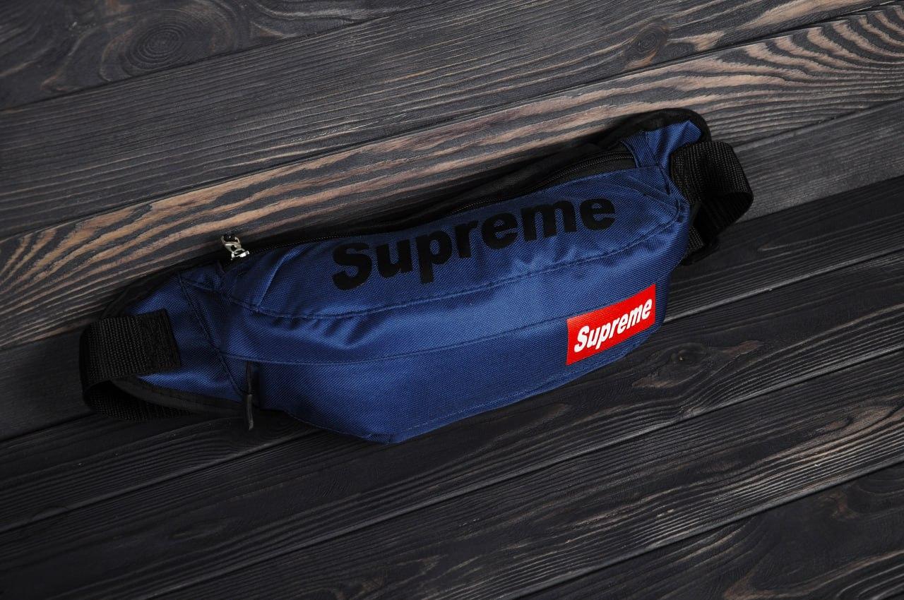 Бананка поясна supreme чоловіча жіноча синя сумка через плече сумка на пояс супрім