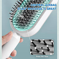 Гребінець для волосся, Самоочисна щітка для волосся, Масажний гребінець для шкіри голови, Масажний гребінець для шкіри голови, фото 5