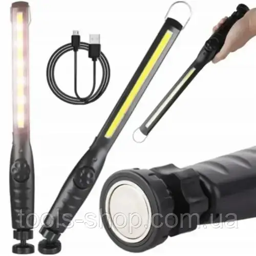 Ліхтар туристичний Work Lamp ручний 1800 mAh, IP44, USB чорний, фото 1