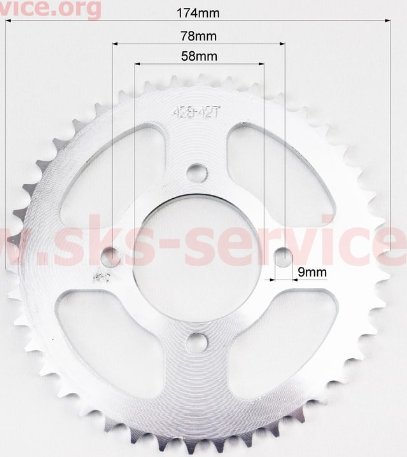 Зірка задня 428 42Т 125 200 d58 4 отвори