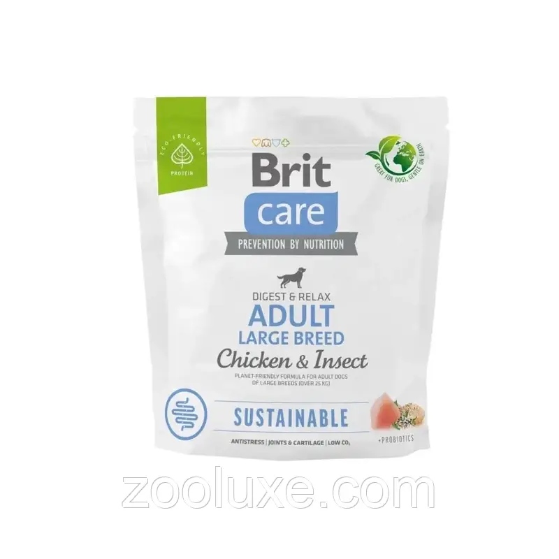Brit Care Sustainable Adult Large Breed Chicken & Insect 1 кг корм для собак Брит Кеа з куркою