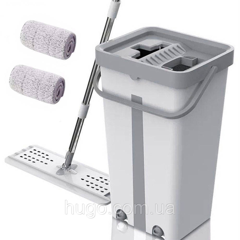 Швабра з відром 11л з автоматичним віджиманням Cleaning Mop, Сіра / Швабра ледарка для прибирання будинку