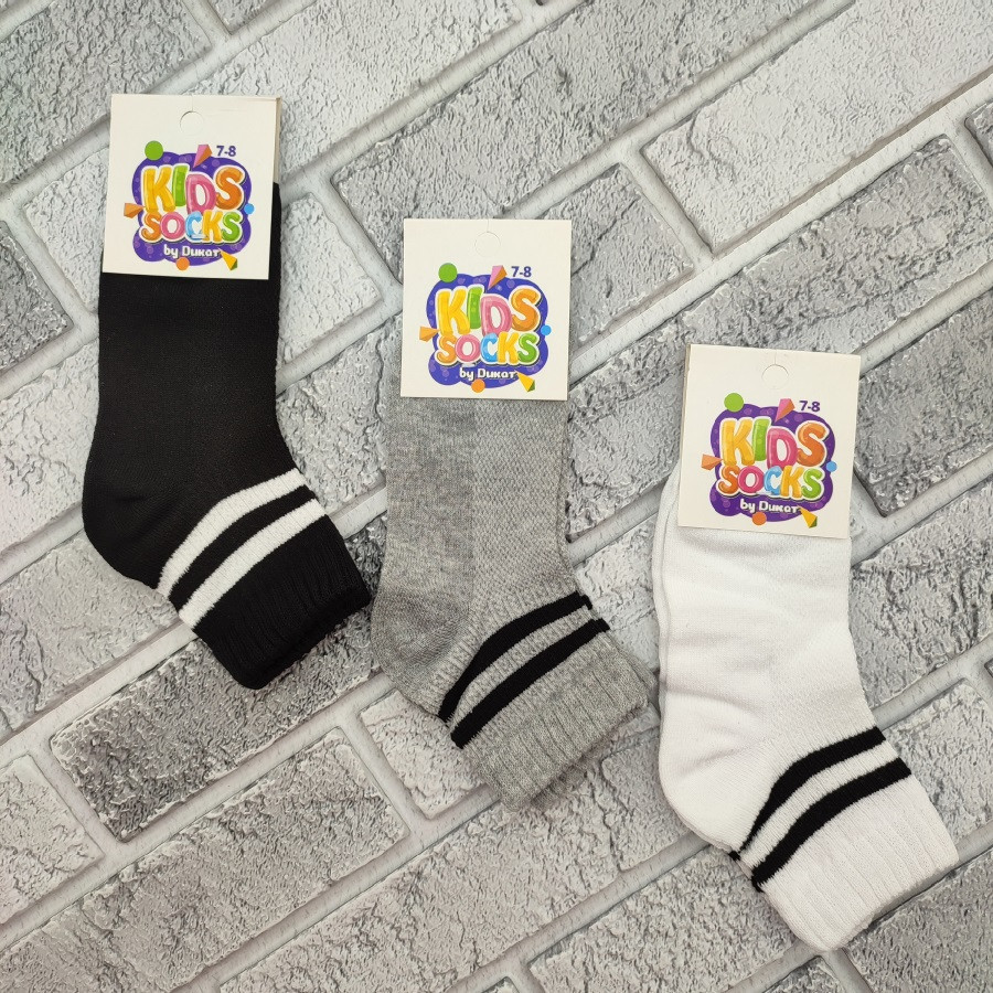 Шкарпетки дитячі середні літо сітка р.7-8 років асорті смужка KIDS SOCKS by DUKAT 30037815