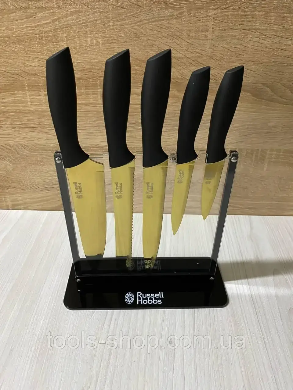 Набір ножів у підставці Russell Hobbs 5 шт Gold чорний