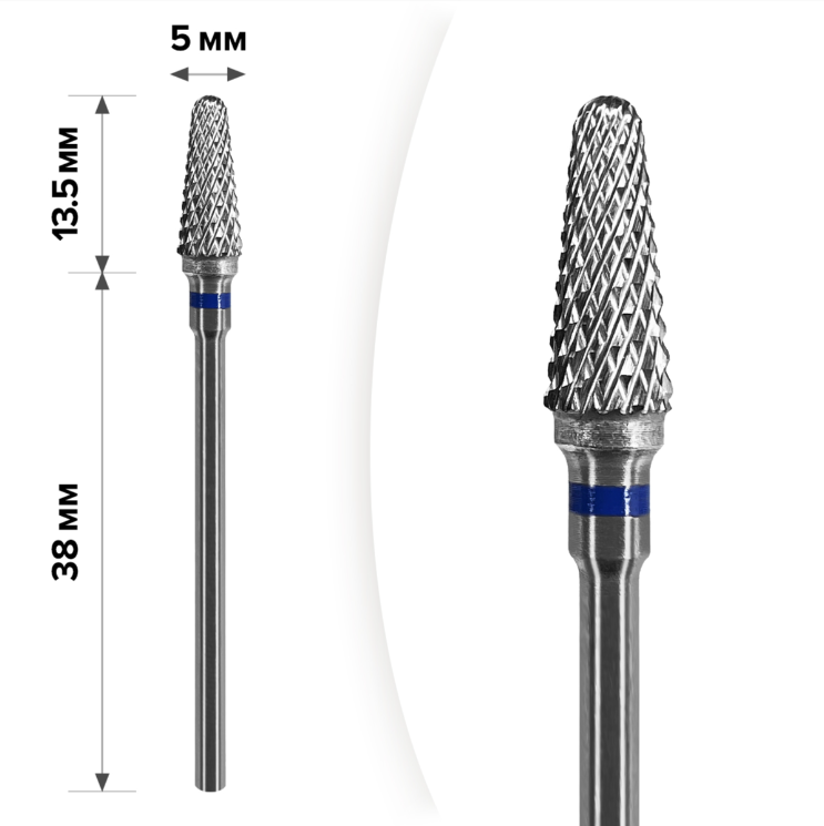 Твердосплавна фреза для зняття гель-лаку mART M-92 Кукурудза Blue 5*13,5, фото 1