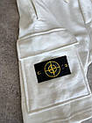 Чоловічий літній костюм Футболка + Шорти Stone Island білий з патчем Стон Айленд, фото 7