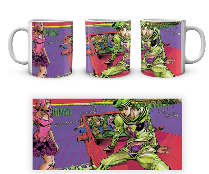 Чашка біла керамічна з принтом GeekLand JoJo's Bizarre Adventure Неймовірні пригоди ДжоДжо:Гонка ABC