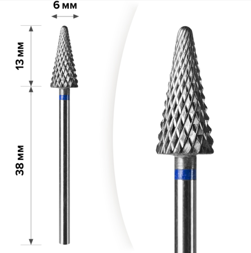 Твердосплавна фреза для зняття гель-лаку mART M-95 Конус Blue 6*13, фото 1