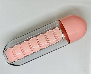 Пляшка для води з таблетницею Pill Bottle Pink