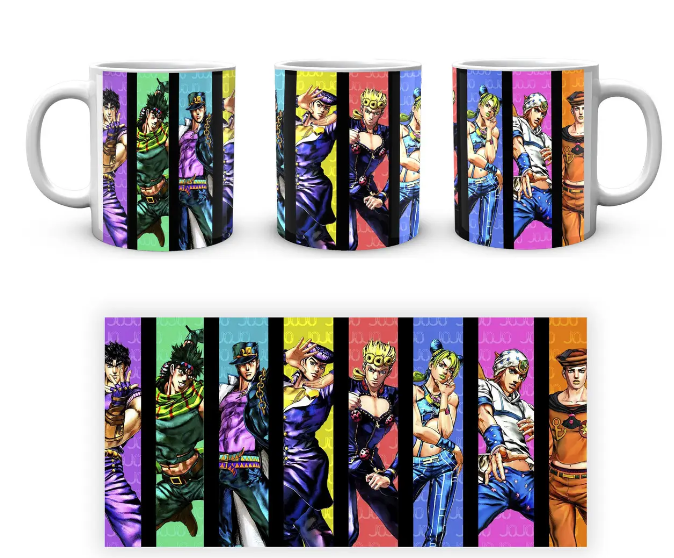 Чашка біла керамічна з принтом Gee! Неймовірні пригоди ДжоДжо JoJo's Bizarre Adventure Головні ABC