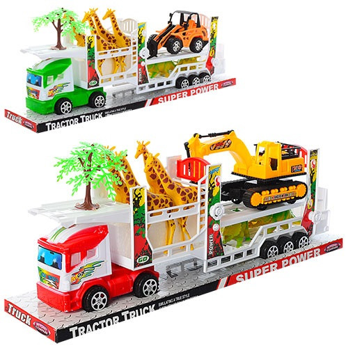 KM131-6 Трейлер інерційний, 41 см, екскаватор, жираф 4 штуки, 2 види, у слюді, 44,5-17-10,5 см