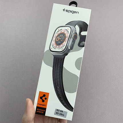 Ремінець силіконовий Spigen SP-02 для Apple Watch 44 ремінець для годинника чорний e8j, фото 1