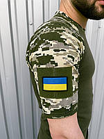 Летняя футболка пиксель для ВСУ из качественного хлопка, Футболка мужская Pixel military