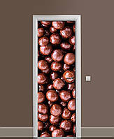 Вінілові наклейки на двері Шоколадні кульки Цукерки ПВХ плівка з ламінуванням 60х180см Їжа Коричневий
