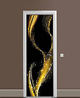 Декоративная наклейка на двери Золотой песок Сияние ПВХ пленка с ламинацией 60х180см Абстракция Черный
