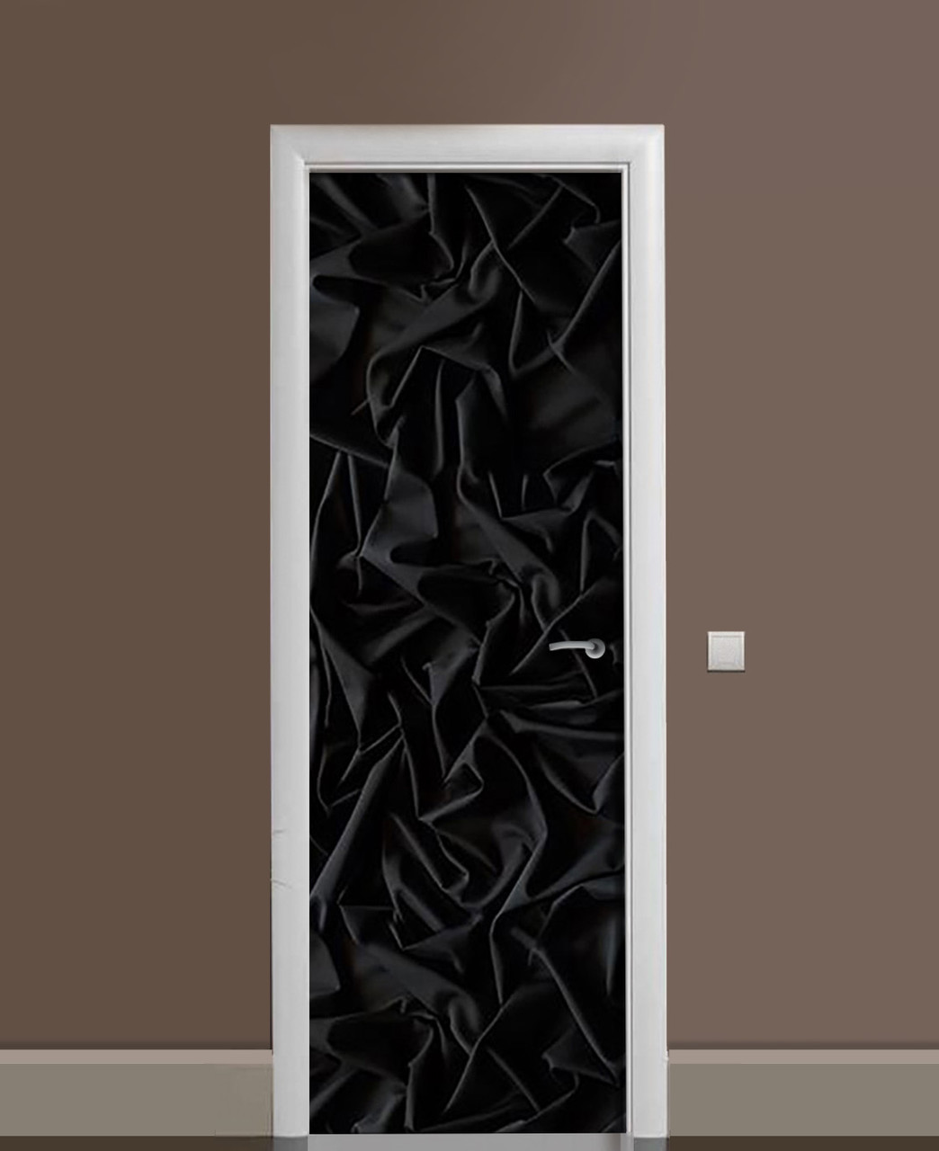 Декоративна наклейка на двері Чорний оксамит Шовк ПВХ плівка з ламінуванням 60х180см Текстура Чорний
