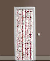 Вінілова наклейка на двері Цегляна кладка Плитка ПВХ плівка з ламінуванням 60х180см Текстура Бежевий