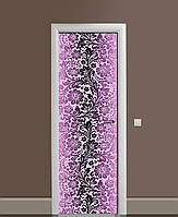 Виниловые наклейки на дверь Цветочная Роспись Узор ПВХ пленка с ламинацией 60х180см Абстракция Фиолетовый