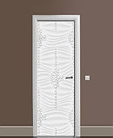 Виниловая наклейка на дверь Гипсовые вензеля ПВХ пленка с ламинацией 60х180см Текстуры Серый