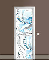 Вінілові наклейки на двері Бірюзовий Мармур ПВХ плівка з ламінуванням 60х180см Текстура Блакитний