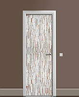 Вінілова наклейка на двері Декоративна цегла ПВХ плівка з ламінуванням 60х180см Текстура Сірий