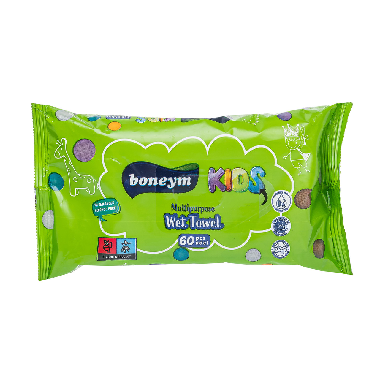 Серветка волога Boneym Kids 60 шт Green