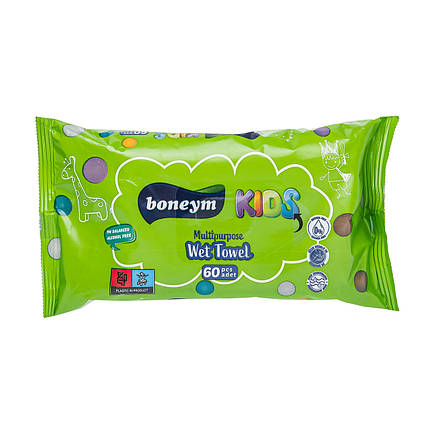 Серветка волога Boneym Kids 60 шт Green, фото 1