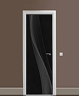 Декор двери Наклейка виниловая Дымный шлейф Вуаль ПВХ пленка с ламинацией 60х180см Абстракция Черный