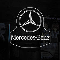 Акриловый 3D светильник-ночник Mercedes-Benz Белый