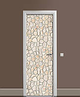 Виниловая наклейка на дверь Старая каменная кладка ПВХ пленка с ламинацией 60х180см Текстуры Бежевый