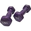 Гантелі по 1кг для фітнесу з вініловим покриттям 2шт, 1пара загальна вага 2кг, фіолетовий, BS, фото 9